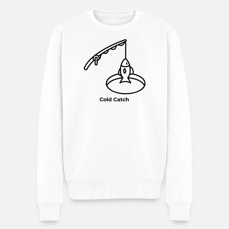 Eis Fischen "cold catch" - Männer Premium Bio Pullover - Weiß