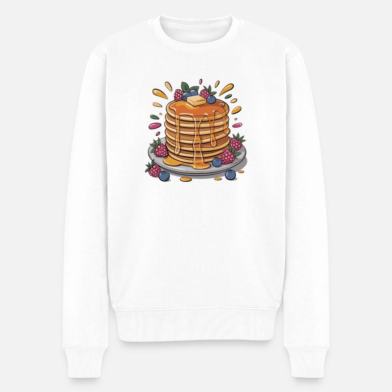 Pancakes - Männer Premium Bio Pullover - Weiß