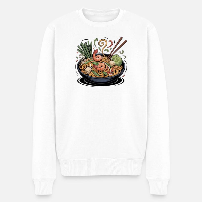 Lustiger Pasta-Nudel-Liebhaber - Männer Premium Bio Pullover - Weiß