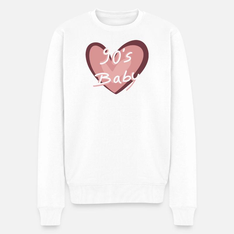 90s Baby Herzhandschrift - Männer Premium Bio Pullover - Weiß