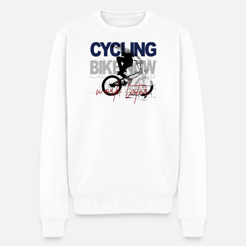 Cyclisme maintenant – Travailler plus tard - Pull Premium bio Homme - blanc