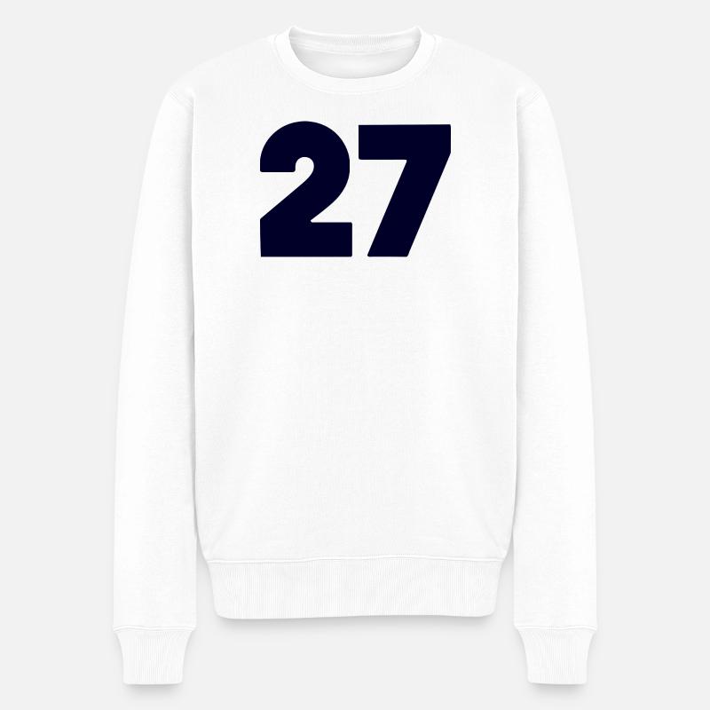 Emblème numérique en gras 27 - Pull Premium bio Homme - blanc