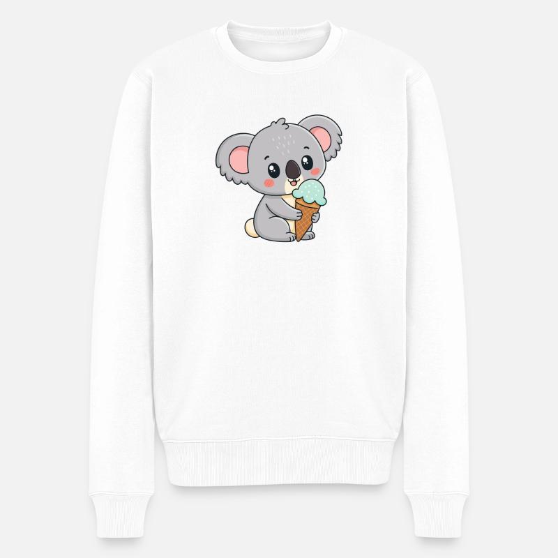 Gourmet-Koala-Eis - Männer Premium Bio Pullover - Weiß