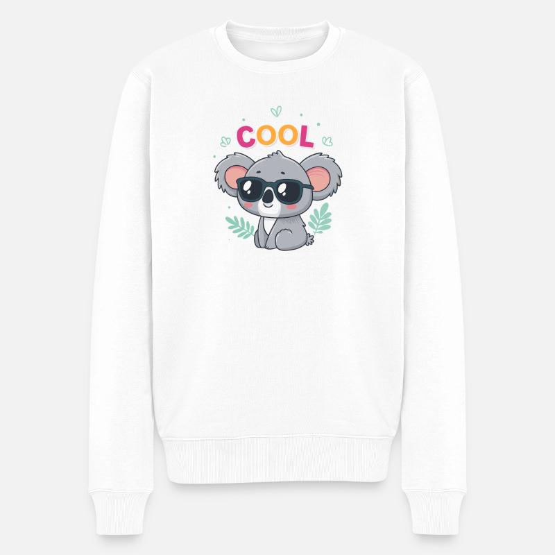 Koala Cool en lunettes et pastel - Pull Premium bio Homme - blanc