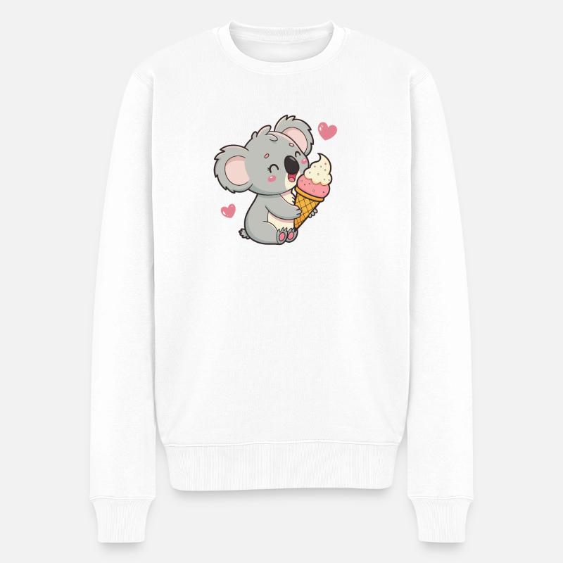 Koala gourmand et crème glacée pastel - Pull Premium bio Homme - blanc