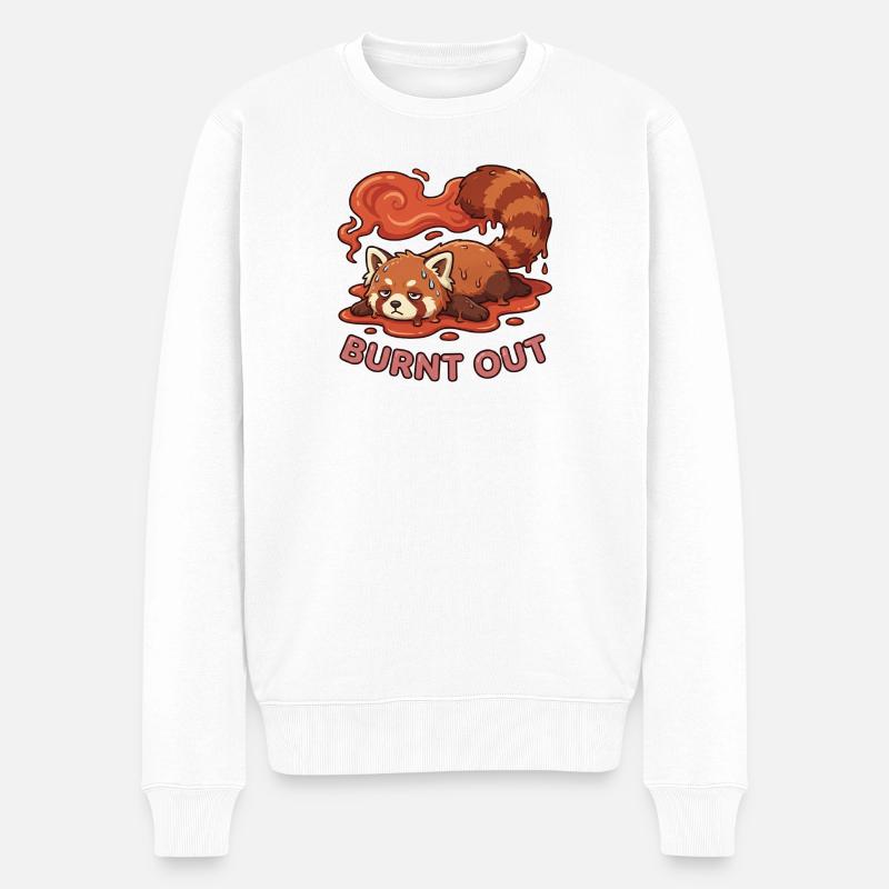 Süß & Müde: Ausgebrannter Roter Panda - Männer Premium Bio Pullover - Weiß