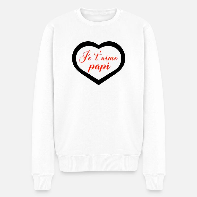 cœur je t'aime papi - Pull Premium bio Homme - blanc