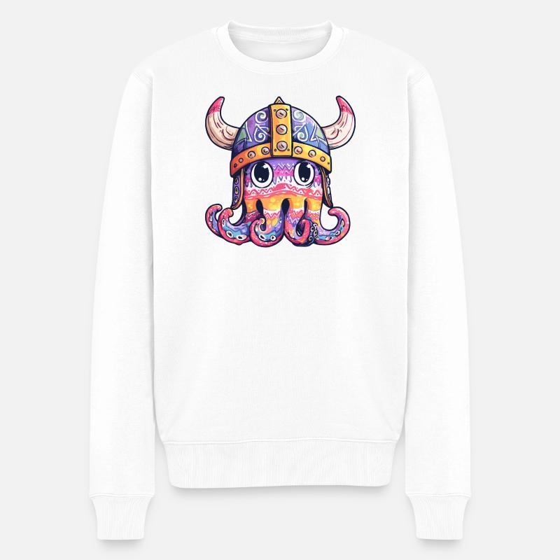 Viking-Tentakelhelm farbiges Design - Männer Premium Bio Pullover - Weiß
