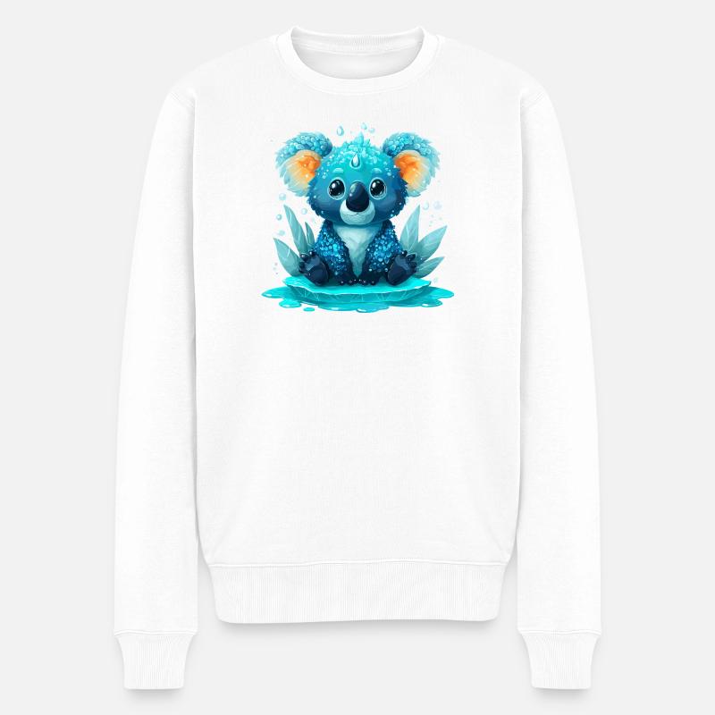 Kobalter Koala Wasserwelt - Männer Premium Bio Pullover - Weiß