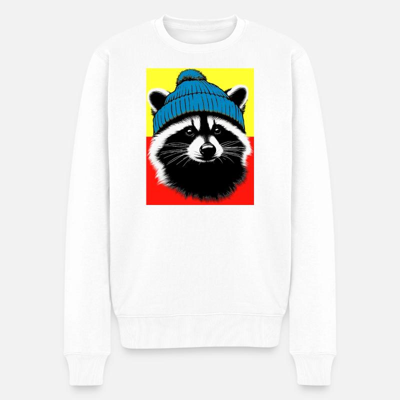 Waschbär - Männer Premium Bio Pullover - Weiß
