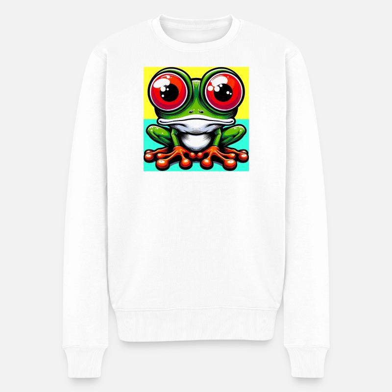Frosch - Männer Premium Bio Pullover - Weiß