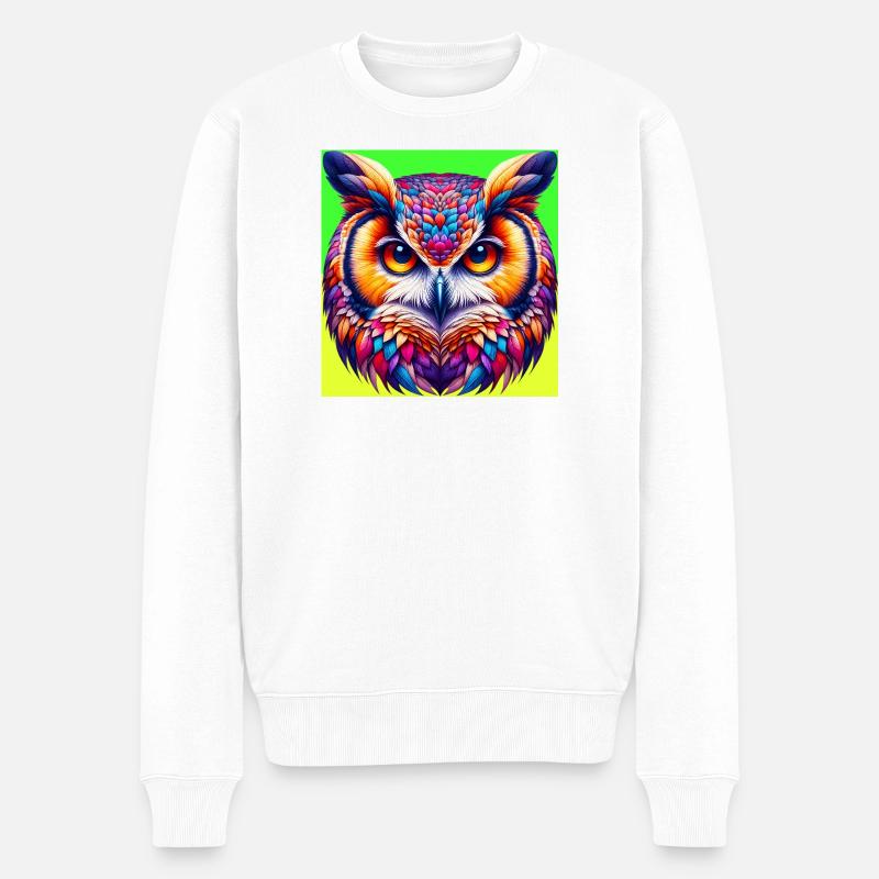 Eule - Männer Premium Bio Pullover - Weiß