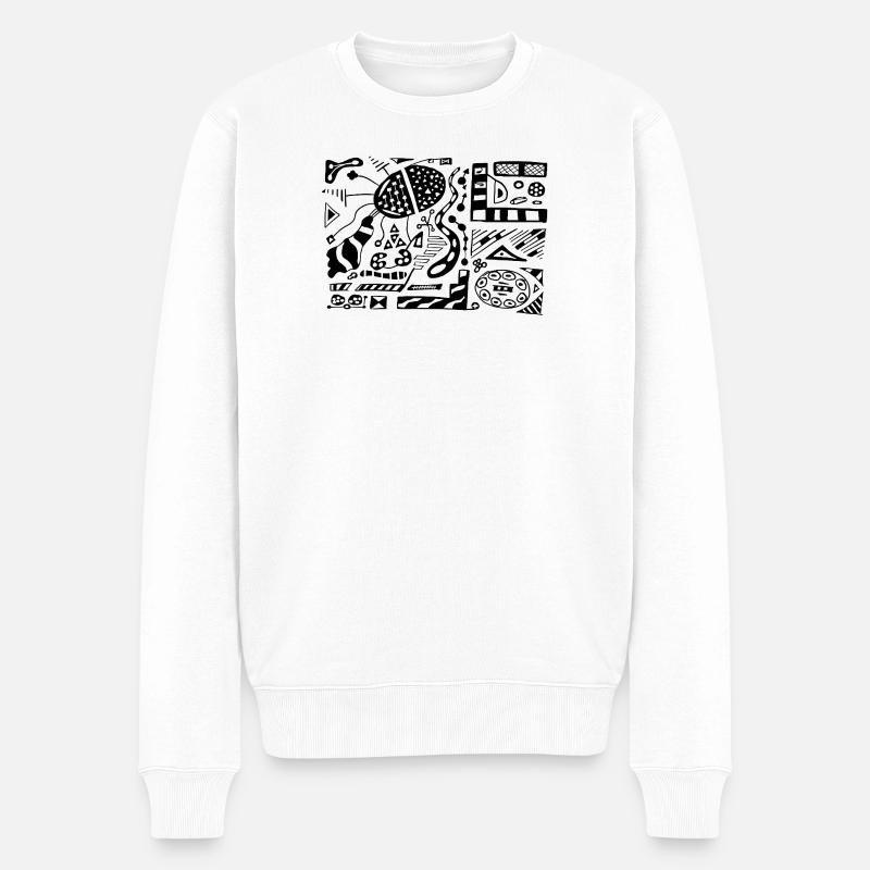 Abstract Doodle - Männer Premium Bio Pullover - Weiß