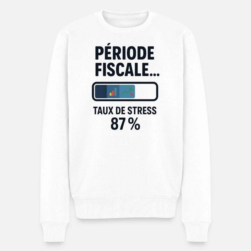 Période fiscale : chargement lent, café rapide - Pull Premium bio Homme - blanc