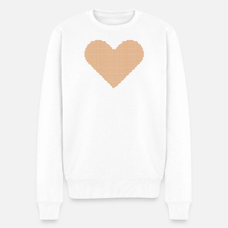Pointillistisches Herzmosaik - Männer Premium Bio Pullover - Weiß