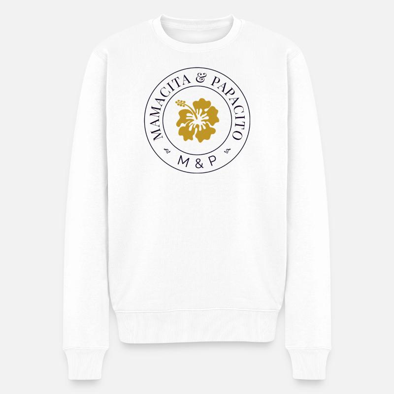 Hibiskussiegel-M&P-Logo - Männer Premium Bio Pullover - Weiß