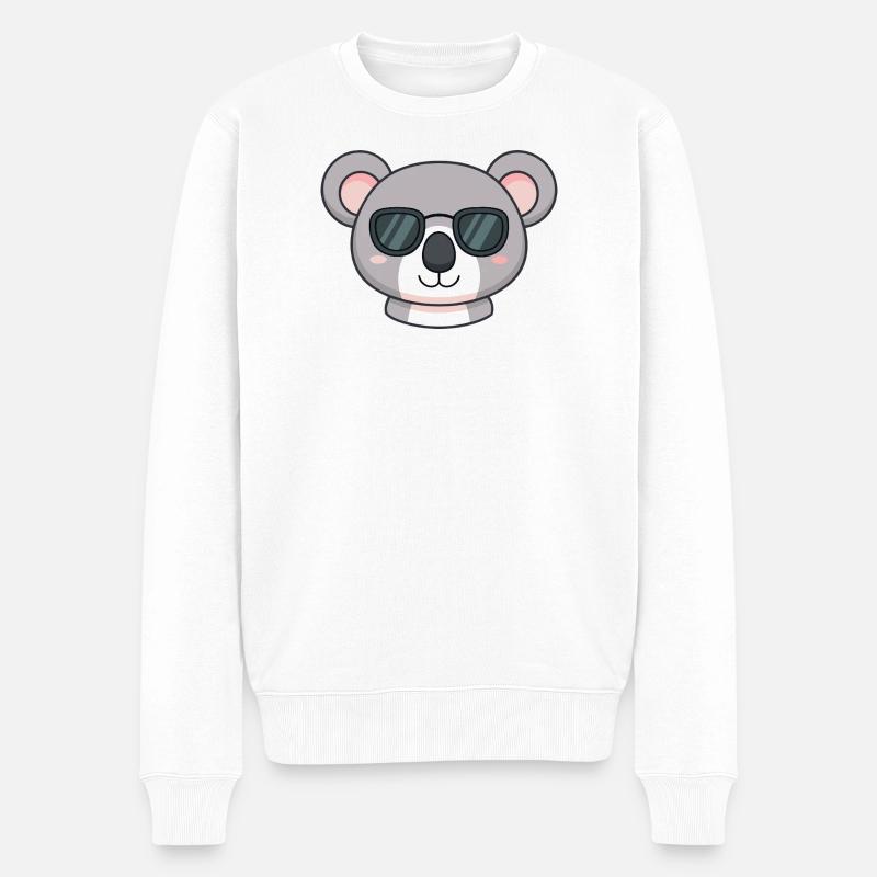 Koala Kawaii Sonnenbrille - Männer Premium Bio Pullover - Weiß