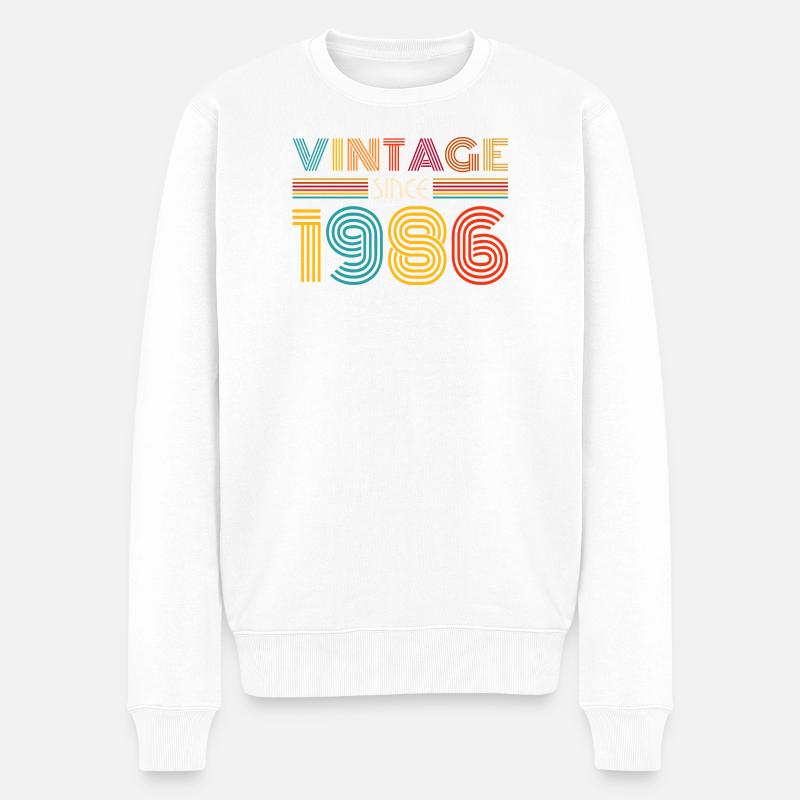 Retro 1986 Stripes - Männer Premium Bio Pullover - Weiß