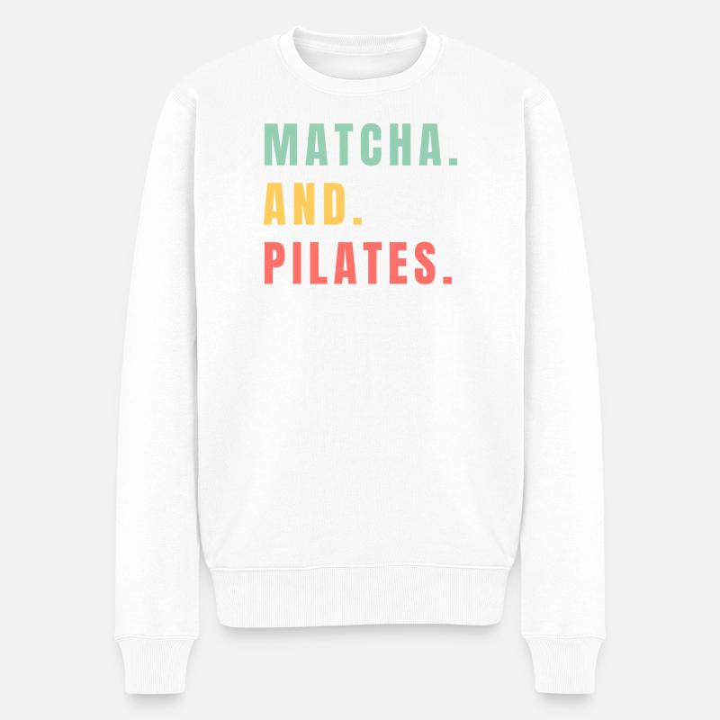 MATCHA ET PILATES - Pull Premium bio Homme - blanc