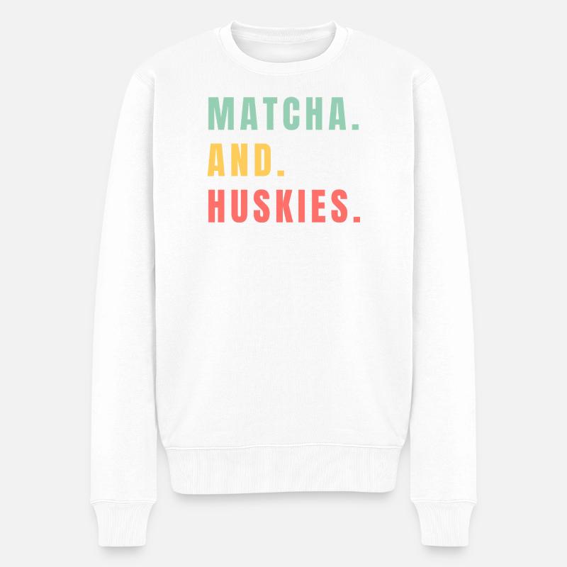 MATCHA ET HUSKIES - Pull Premium bio Homme - blanc