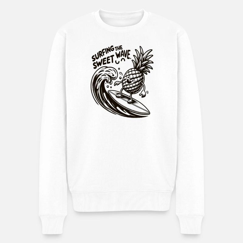 Ananas surft die Süße Welle - Männer Premium Bio Pullover - Weiß