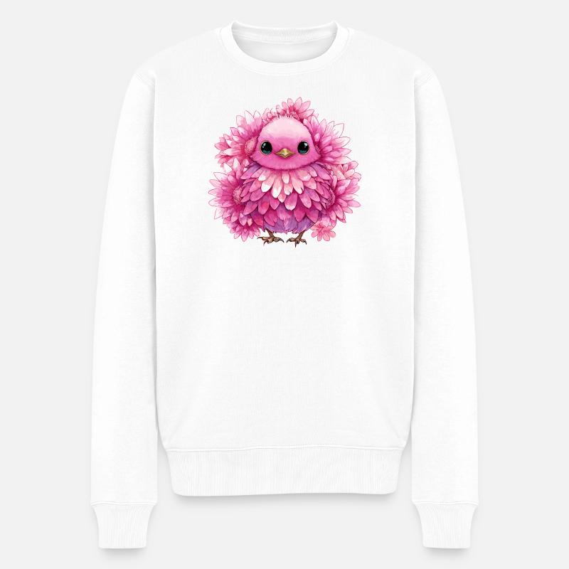 Rosa Blütenküken - Männer Premium Bio Pullover - Weiß