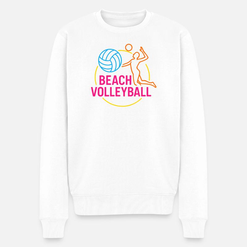 Beachvolleyball Maenner Logo - Männer Premium Bio Pullover - Weiß