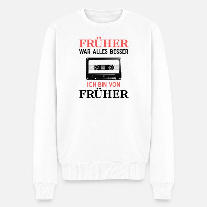 Früher War Alles Besser Kassette Nostalgie - Männer Premium Bio Pullover - Weiß