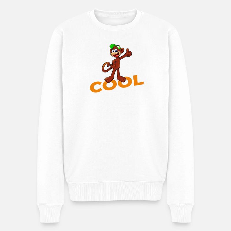 COOL MONKEY - Männer Premium Bio Pullover - Weiß