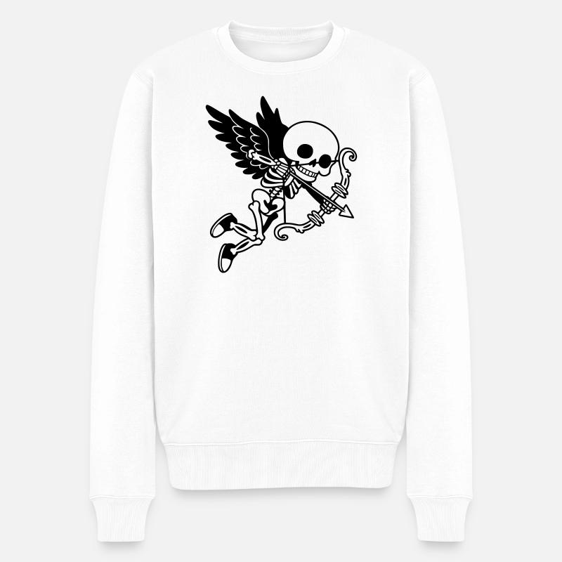 Skelet-Amor med sorte vinger - Økologisk premium-sweatshirt til mænd - hvid