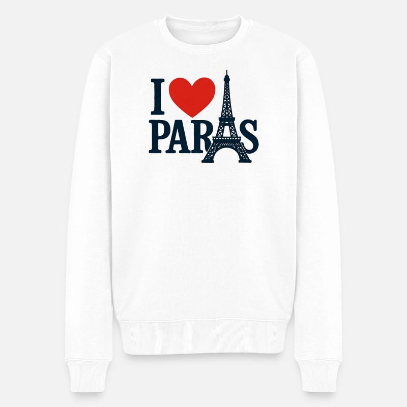 I Love Paris Eiffel Heart - Pull Premium bio Homme - blanc