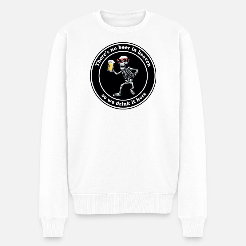 Skelett mit Bier Prost - Männer Premium Bio Pullover - Weiß