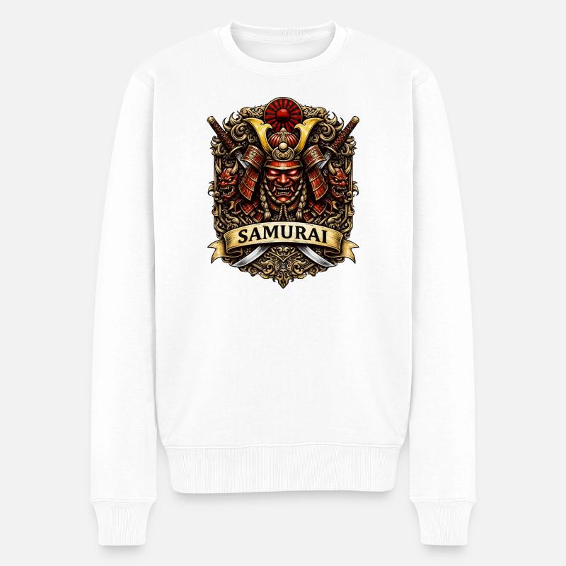 Samurai Wappen Kriegerkunst - Männer Premium Bio Pullover - Weiß