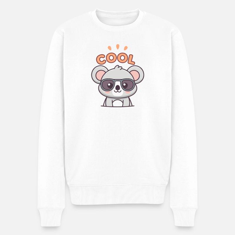Koala Cool avec lunettes noires - Pull Premium bio Homme - blanc