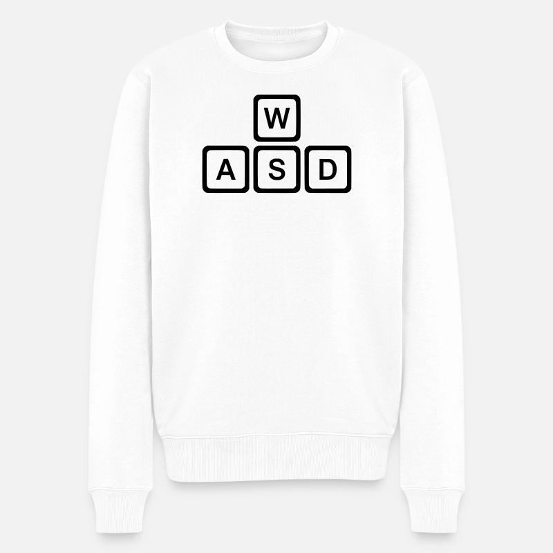 WASD Keys, PC Gaming Nerd Vector - Pull Premium bio Homme - blanc