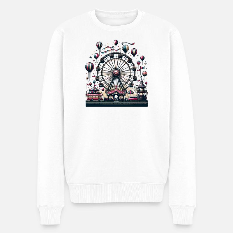 Riesenrad Nachtfest Karussell Parade - Männer Premium Bio Pullover - Weiß