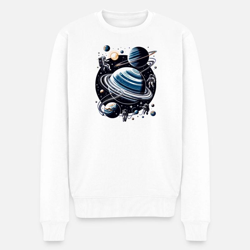 Ringplaneten Orbit: Astronauten - Männer Premium Bio Pullover - Weiß