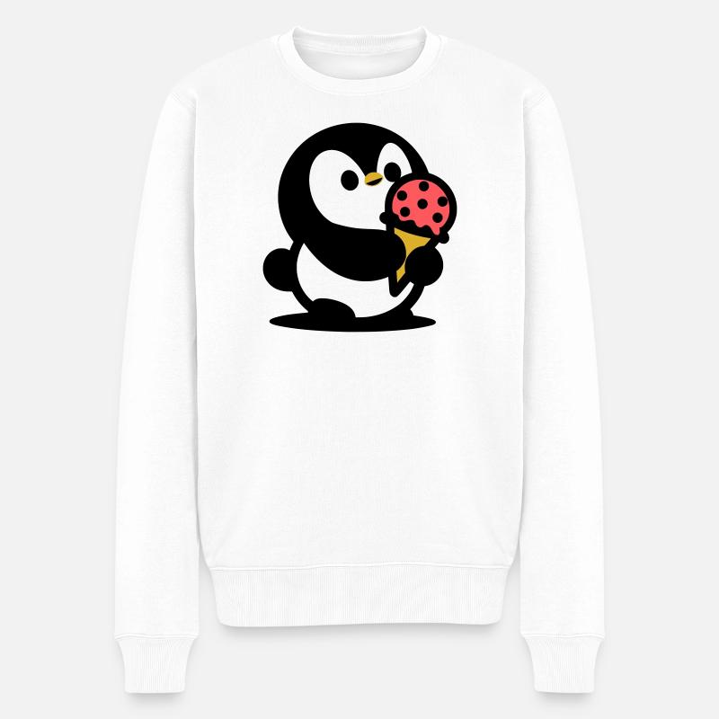 Kleiner Pinguin mit Eis - Men's Premium Organic Jumper - white