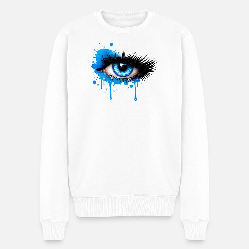 Œil bleu dans le style graffiti - Pull Premium bio Homme - blanc