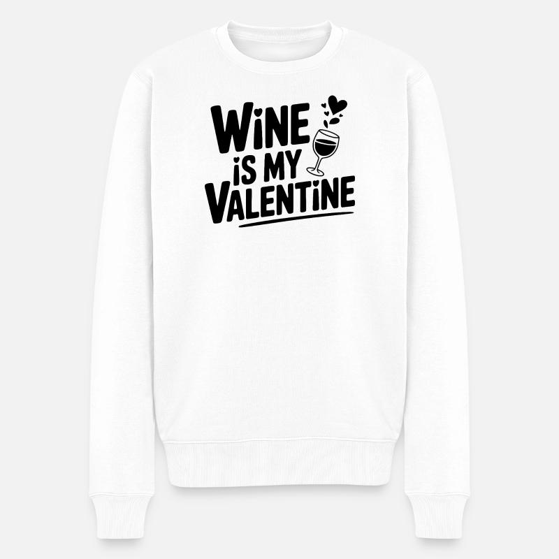 Wein ist mein Valentin - Männer Premium Bio Pullover - Weiß