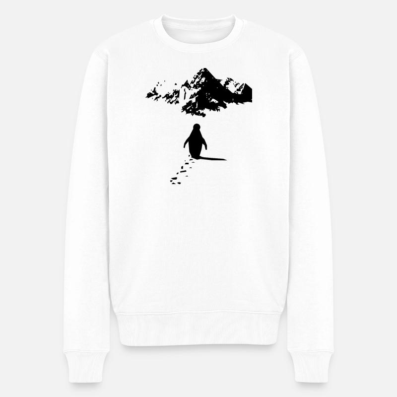 Einsamer Pinguin  - Männer Premium Bio Pullover - Weiß