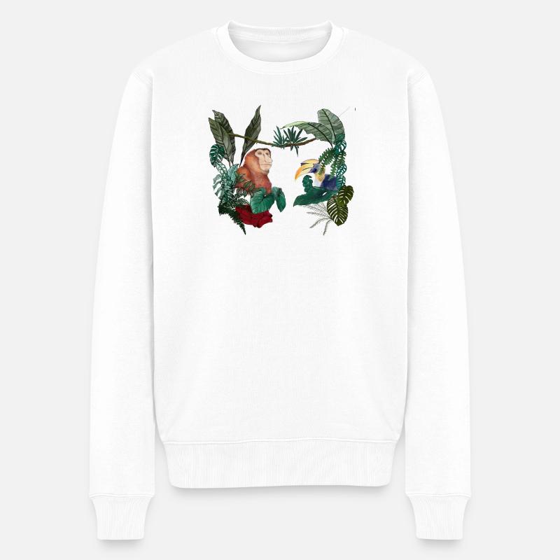 Borneo-Liebe - Männer Premium Bio Pullover - Weiß