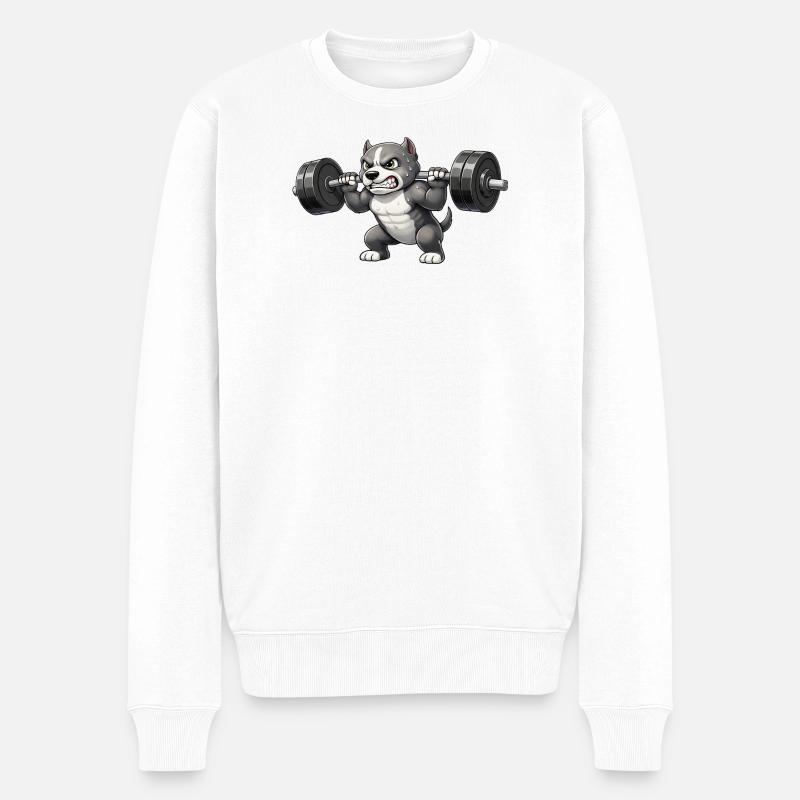 Pitbull Gewichtheber Bodybuilder Powerlifting Gym - Männer Premium Bio Pullover - Weiß