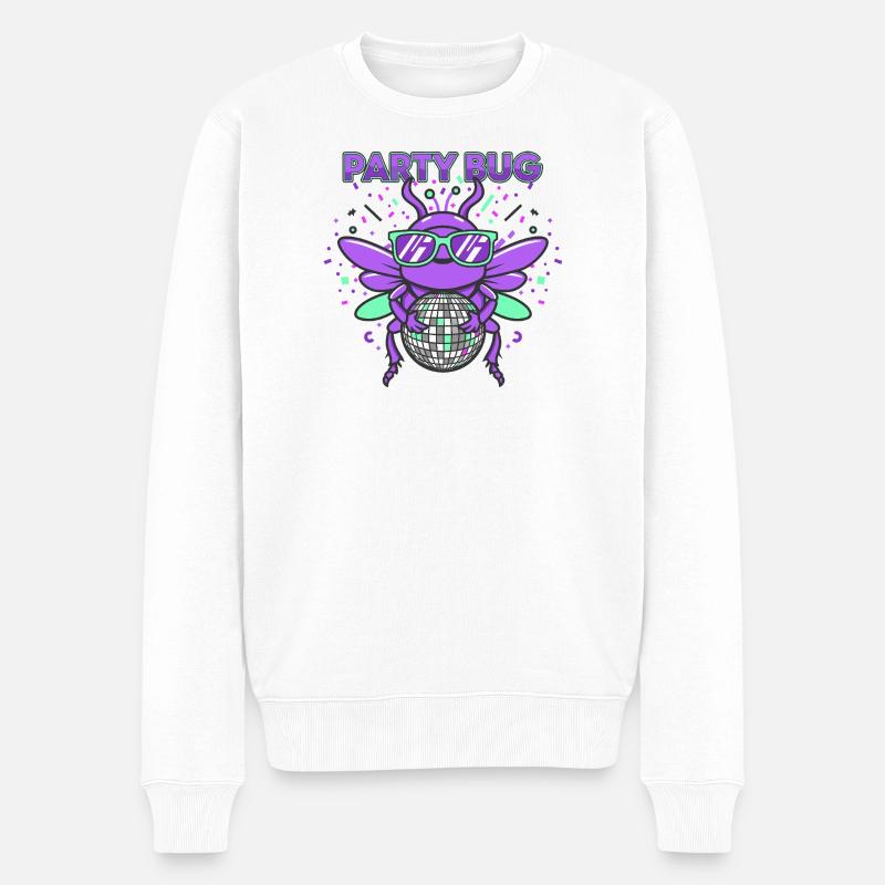 Party Bug - Disco Fieber - Männer Premium Bio Pullover - Weiß
