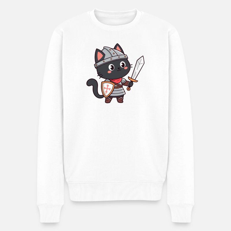 Chat Chevalier - Pull Premium bio Homme - blanc