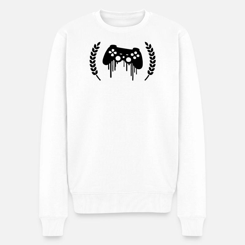 gaming kontroller kranz - Männer Premium Bio Pullover - Weiß