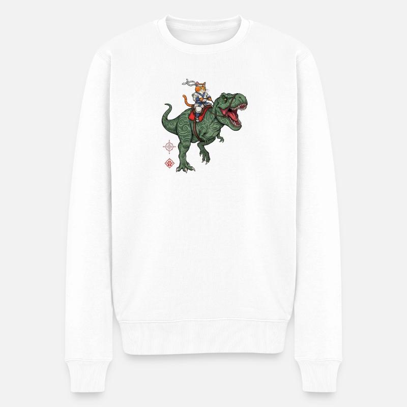 Cat Knight sur Dinosaur - Pull Premium bio Homme - blanc
