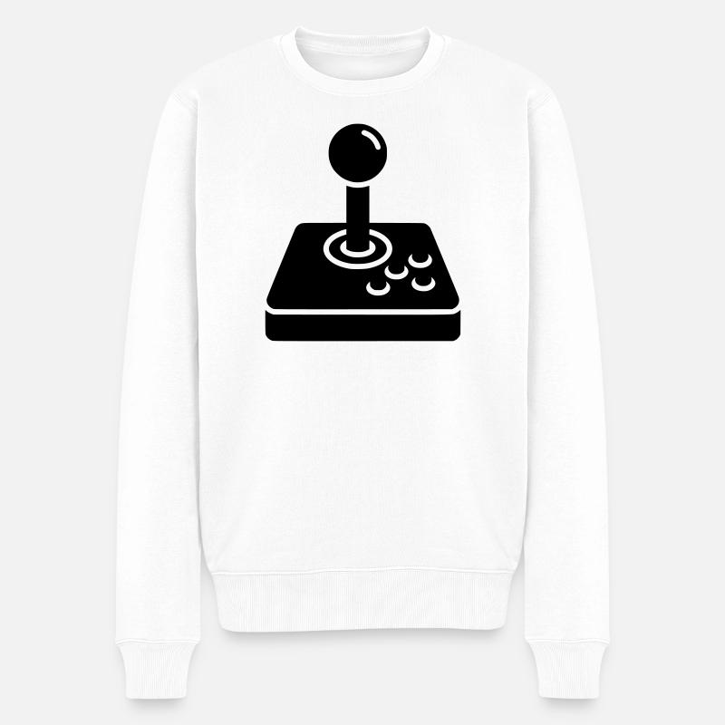 Retro Joystick Arcade Icon - Männer Premium Bio Pullover - Weiß