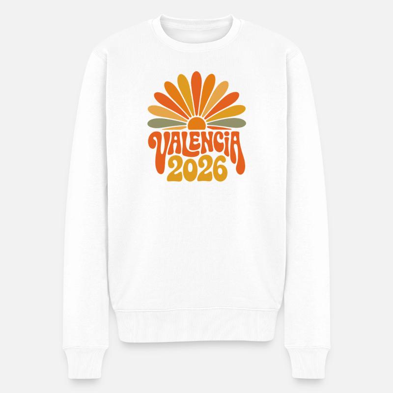 Valence 2026 Retro Sunrise - Pull Premium bio Homme - blanc