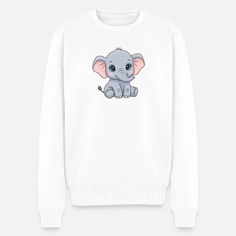Dessin animé câlin bébé éléphant - Pull Premium bio Homme - blanc